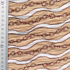 Chiffon Stoff Blusenstoff Wellen Ketten , weiss rostbraun beige