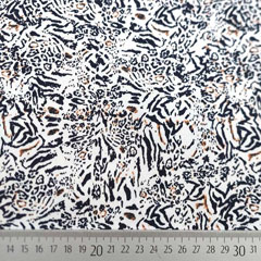 RESTST�CK 57 cm Hosenstretchstoff Bengalin Animal Print, grau beige weiss