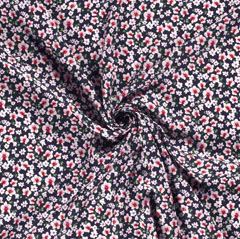 Viskose Stoff Popelin Bl�mchen Blusenstoff, rosa pink dunkelblau