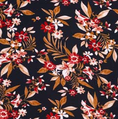 RESTST�CK 83 cm Viskosejersey Stoff Blumen Zweige, dunkelblau