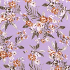 Viskosejersey Stoff Blumen Zweige, flieder
