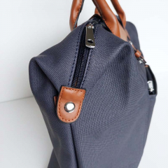 Shopper Damen Handtasche Canvas Look - cognac braun dunkelblau