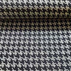 Jerseystoff Hahnentritt, ecrue (hellbeige) schwarz