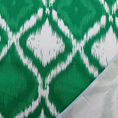 RESTST�CK 100 cm Baumwollstoff mit Stretch Rauten Ethnomuster, gr�n cremewei�