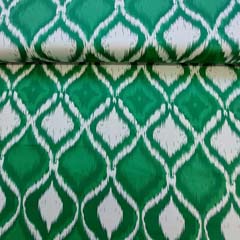 RESTST�CK 100 cm Baumwollstoff mit Stretch Rauten Ethnomuster, gr�n cremewei�
