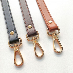 Taschenriemen Taschengriff Lederimitat mit metall Karabiner, gold cognac