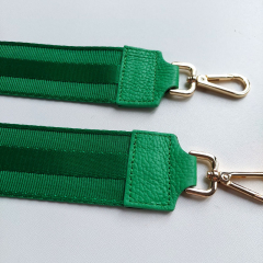Taschengurt Streifen 3d uni - gr�n - gr�nes Leder - gold Schnallen