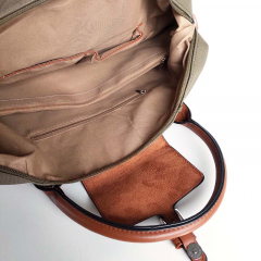Shopper Damen Handtasche Canvas Look - cognac braun khakigr�n