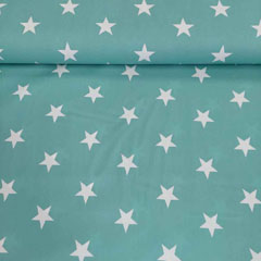 Baumwollstoff gro�e Sterne Big Star, wei� altmint