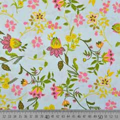 Baumwollstoff Blumen Ranken, pink hellmint