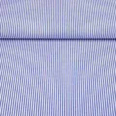 Baumwollstoff Streifen 3 mm garngef�rbt, mittelblau weiss