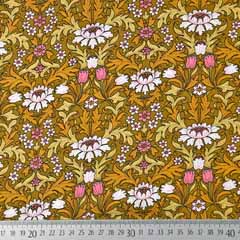 Viskose Stoff Blumen Tulpen Bl�tter, altrosa wei� ockergelb