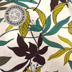 Silky Cotton Baumwollstoff Bl�tter Foglie d’Estate - braun mint cremewei� - Made in Italy