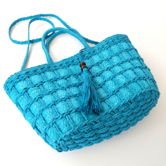 Korbtasche Strohtasche, t�rkis