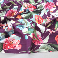RESTST�CK 75 cm Samtstoff Velourstoff Blumen Bl�tter, blau beere bordeaux