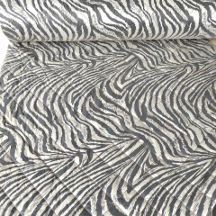 Steppstoff Animal Print Zebramuster wattiert, grau cremewei�