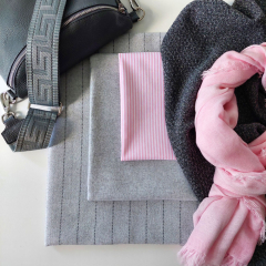 RESTST�CK 50 cm Hochwertiger Wollstoff Woolblend Nadelstreifen Fischgr�t Deadstock Designerstoff -grau - Made in Italy