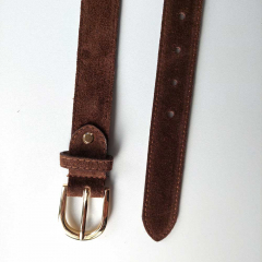 Wildlederg�rtel uni Gr. 100 (119 cm) goldene Schnalle - schokobraun - Made in Italy