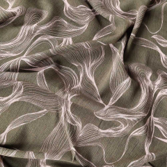 Viskose Stoff Viskose Crepe Webware abstraktes Muster, hellbeige khakigr�n