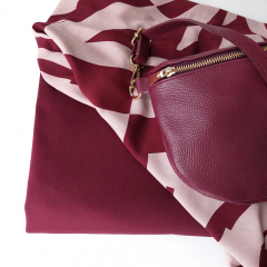 RESTST�CK 50 cm Viskose Stoff Viskose Popelin abstraktes Muster, hellrosa weinrot