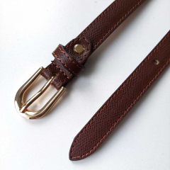 Lederg�rtel schmal uni Gr. 100 (119 cm) gold Schnalle, braun