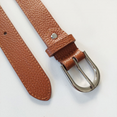 Lederg�rtel Damen - Gr. 85 (104 cm) - silberne Schnalle - cognac braun - Made in Italy