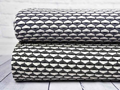 RESTST�CK 40 cm Jerseystoff Jacquard Sanduhr grafisches Muster, ecrue anthrazit