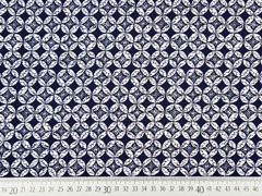 RESTST�CK 89 cm Baumwollsatin Kreise Rauten, dunkelblau