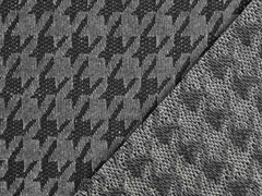 Jacquardstoff Chenille Hahnentritt, schwarz dunkelgrau