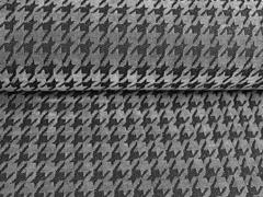 Jacquardstoff Chenille Hahnentritt, schwarz dunkelgrau