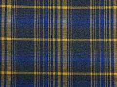 RESTST�CK 94 cm Jacquard Jersey gro�es Karo, mittelblau ocker dunkelgrau