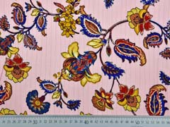 EINZELST�CK 210 cm Viskose Stoff Blumen Glitzer Streifen, gold dunkelblau ocker rosa