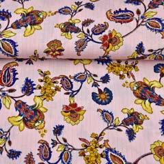 EINZELST�CK 210 cm Viskose Stoff Blumen Glitzer Streifen, gold dunkelblau ocker rosa