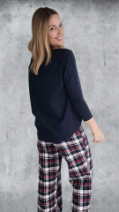 Flanell Stoff Schottenkaro karierter Baumwollstoff, rot cremewei� dunkelblau