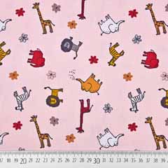 Baumwollstoff Zebras L�wen, helles altrosa