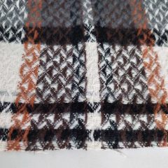 Webware kariert Karomuster Deadstock flauschig, grau cognac schwarrz cremewei�