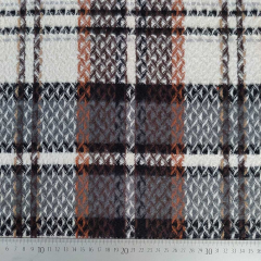 Webware kariert Karomuster Deadstock flauschig, grau cognac schwarrz cremewei�