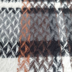 Webware kariert Karomuster Deadstock flauschig, grau cognac schwarrz cremewei�