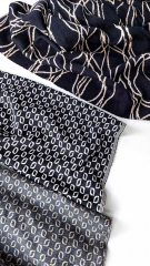 RESTST�CK 50 cm Jacquardstoff Strickstoff Kringel, ecrue schwarz