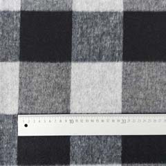 Jackenstoff Karomuster Quadrate flauschig weich Webware, grau schwarz