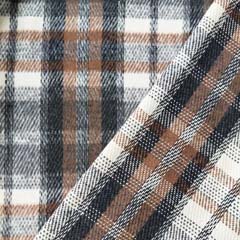 RESTST�CK 104 cm Jackenstoff Mantelstoff Karomuster flauschig weich, braun grau schwarz