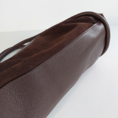 Wildledertasche 2 in 1 Handtasche & T�schchen Ledergriffe-schokobraun-Made in Italy
