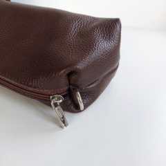 Wildledertasche 2 in 1 Handtasche & T�schchen Ledergriffe-schokobraun-Made in Italy