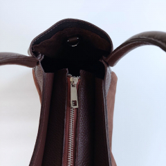 Wildledertasche 2 in 1 Handtasche & T�schchen Ledergriffe-schokobraun-Made in Italy