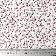 Flanell Stoff Baumwollstoff Blumen Bl�mchen, altrosa burgundy cremewei�