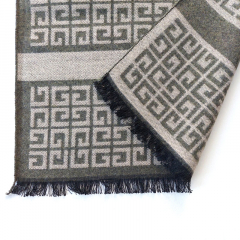 Schal Halstuch Labyrinthmuster grafisch, beige olivgr�n