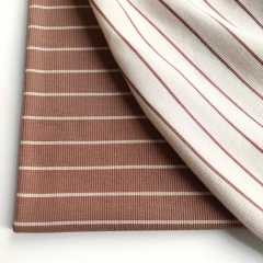 Rippenjersey Stoff Streifen, hellbeige mocca mousse