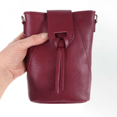 Ledertasche rechteckig hochkant - burgundy - Made in Italy