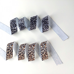 Falzgummi Falzband elastisch kleines Leopardenmuster, schwarz grau