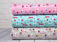 French Terry Sweatstoff Lamas Kakteen Tipis, rosa